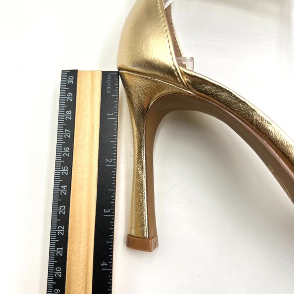 Chinese Laundry Womens Size 8 Gold Vegan Leather Dress‎ Sandals Heels Shoes - Picture 14 of 15